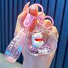 Llavero con forma de gato de la suerte flotante de aceite, llavero con forma de botella de arena movediza líquida, colgante para bolso, accesorios, pequeños regalos.