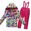 Conjunto de Roupas de Esqui Infantil para Meninos e Meninas, à Prova de Vento, Impermeável, Espessado e Quente, Roupa de Algodão para Exterior, Calças de Algodão, Camisa de Esqui