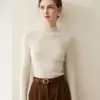 Suéter de cachemira transfronterizo para mujer con cuello semi-alto, corte ajustado, camiseta base de punto suave y acogedora, suéter liso para otoño e invierno 2026