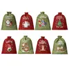 Bolsas de Arpillera Navideñas, Bolsas de Regalo para Fiestas Infantiles, Bolsas de Dulces de Lino con Cordón, Bolsas de Empaque de Regalo de Muñeco de Nieve Navideño