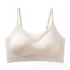 Ropa interior invisible sin costuras con copas fijas, soporte suave, efecto de realce y reunión para senos pequeños, anti-caída, sujetador sin aros