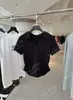DestacadoCorriste 26 Otoño Temprano Nuevo Estilo Tejido Ajustado Elástico Acanalado Cuello Polo Diseño Fruncido Ajuste Ceñido Manga Corta Camiseta