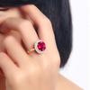 Temperamento Aberto 10 quilates Imitação Rupia Lai Turmalina Vermelha Anel Banhado a Ouro Rosa 18K Grupo Diamante Completo Anel de Diamantes de Zircônia