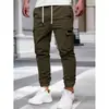 Calça Casual Masculina Carhartt Workwear Cor Sólida Cordão Cintura Elástica Barra com Punho Calça Longa Esportiva Fitness Masculina