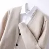 Cárdigan de Cachemir Grueso Casual de Negocios Cuello en V Nueva Prenda de Abrigo Ropa de Punto Básica para Hombre Ropa de Punto Moda Otoño e Invierno