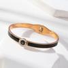 Pulseras de Acero de Titanio de Moda Japonesa y Coreana con Pulseras de Patrón de Reloj de Diamantes Oro Rosa de 18K Gota Negro Hermosas Joyas en Stock