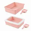 Bandeja sanitaria abierta para gatos con tapa para evitar salpicaduras, Suministros para gatos, Bandeja sanitaria para gatos con pala para arena para gatos, Bandeja sanitaria cuadrada para gatos