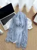 Bufanda larga de seda floral de encaje dulce estilo francés para mujer, elegante y con estilo para el cuello, chal de alta gama y chic