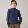 Suéter de cachemira marca Bai Cai Rong 2026 con mangas raglán, cuello semi alto, diseño versátil, corte holgado, suave y amigable con la piel