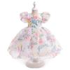 Novo vestido para meninas europeu e americano com manga bufante vestido de princesa infantil com saia tutu de malha floral atacado