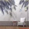 Pluma TV Fondo de Pared Papel Tapiz Nuevo Revestimiento de Pared Tridimensional Sala de Estar Moderno Simple Estilo Crema Papel Tapiz Mural Nórdico