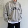 Sudadera de Media Cremallera para Hombre 2023 Ropa de Otoño Top Estampado con Letras Marca de Moda Coreana Chaqueta Holgada de Manga Larga