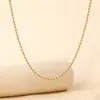 Collar DIY de Latón Dorado Arena Electrochapado, Popular en Tiktok para Mujeres, Cadena Lisa Estilo Coreano y Japonés, Cadena de Cuentas Redondas Unisex, Electrochapado en Oro Real de 24K