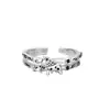 J1427 Moda Estilo Coreano Dulce Fresco S925 Plata de Ley en Todo el Cuerpo Anillo de Gato y Perro para Mujer Abierto Estilo ins Anillo de Dedo Lindo
