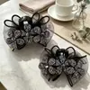 Pinza para el cabello de malla con flor de pedrería y lazo, doble cara, 7 cm, para mujer, accesorio para el cabello de nuevo estilo para sujetar mechones sueltos, pinza para el cabello de princesa