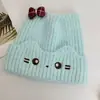 Chapéu de Gato Estilo Coreano Fofo Chapéu de Lã para Mulheres Outono Inverno Chapéu Frio Proteção Térmica para Orelhas Chapéu de Tricô Faz o Rosto Parecer Menor Versátil Estudante
