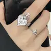 Anel vintage desgastado S925 de prata esterlina, resistente, em formato de coração com coroa e cruz, flor de íris para mulheres, design aberto, nicho, alta qualidade, moderno