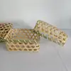 Cesta de embalagem de comida e presentes para o Festival do Meio Outono, cesta souvenir tradicional de bambu trançado
