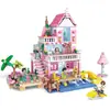 New Girl Blocos de Montar Estrela Villa Princesa Castelo Rosa Casa na Árvore Casa Modelo de Montagem Brinquedo Atacado Transfronteiriço