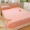 Lençol de Cama Ajustável de Lã de Leite de Alto Peso Macio Amigo da Pele Quente Antiderrapante Cobertura de Cama Cor Sólida Protetor de Colchão Totalmente Fechado