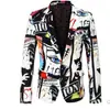 Traje de Cuadros 2022 Nuevo Europeo y Americano Coreano Japonés para Hombre Traje Estampado de Cuadros Blanco y Negro Chaqueta de Mago