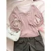 Camiseta listrada de renda para comércio exterior Amazon transfronteiriço 2025 outono europeia e americana de manga comprida quente para mulheres