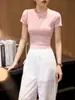 # Algodão Puro Penteado # Camiseta Curta de Cintura Alta para Mulheres, Novo Estilo Verão 2026, Caimento Justo, Valoriza Figuras Baixas, Versátil Top de Manga Curta.