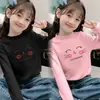 Y2125 # Blusas Térmicas de Gola Alta Meia-Calça de Veludo Alemão para Meninas Outono e Inverno Camisetas de Base Novas Camisetas de Manga Longa Internas para Crianças