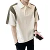 Polo de Estilo Maduro Ligero con Bloques de Color de Manga Corta para Hombre 2026 Verano Nuevo Moderno Estilo Coreano Texturizado Camiseta de Media Manga para Hombre