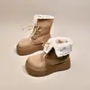 Botas de Nieve Retro de Suela Gruesa con Plataforma para Mujer 2026 Nuevo Estilo Invierno Forradas de Terciopelo Grueso Cálidas Antideslizantes Botas de Algodón del Noreste