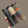 Elásticos de Cabelo para Mulheres, Prendedores de Cabelo em uma Caixa, Alta Elasticidade, Estilo Simples, Cor Café com Leite, Preto, Estilo Retro Simples