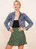 Falda mini floral juguetona con dobladillo de volantes estilo europeo y americano, falda corta, cintura alta, sexy, falda línea A, falda de verano