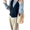 2026 Elegante Versátil Cor Sólida Clássico Chic Coreano Tricô Cropped Gola Alta Conjunto de Duas Peças Novo Look Casual
