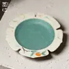 Piedra de Fuego Mo Ji Roja Gato Pintado a Mano Portavasos de Cerámica para el Hogar Base Aislante de Calor Accesorios Antiguos para Ceremonia de Té Plato para Bocadillos de Té