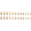 Unhas Postiças Gradiente Champagne Outono/Inverno, Pontas de Unha Brilhantes Cor Xiangfei Simples, 24 Peças Unhas Postiças Tendência Tiktok