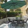 Mesa e Cadeira de Exterior com Combinação de Guarda-Sol Pátio Jardim ao Ar Livre Mesa e Cadeira Conjunto de Três Peças Casa Lazer ao Ar Livre Varanda Mesa Dobrável