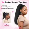 Peluca Afro de Cola de Caballo para Mujeres Africanas, Cola de Caballo Rizada Esponjosa de Seda Yaki Grande, Peluca Larga Rizada de Cola de Caballo con Cinta Mágica