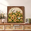 Obra de Arte de Escritorio de Girasol Estilo Vintage, Pintura Texturizada, Cómoda, Mueble de TV, Mesita de Noche, Pintura de Pared, Mural de Comedor, Decoración del Hogar