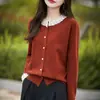 Cárdigan de lana fina con cuello de pétalos engrosado, suave y amigable con la piel, proporciona calor continuo, abrigo corto versátil y adelgazante para otoño e invierno