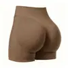 Shorts de fitness para yoga sin costuras de alta elasticidad transfronterizos para realzar glúteos color durazno, pantalones de yoga deportivos de tres puntos para mujer de cintura alta para realzar glúteos