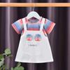 Vestidos de Niña Transfronterizos, Nuevo Estilo de Verano, Elegantes de Algodón Puro Finos de Verano de Manga Corta para Niña Vestidos Infantiles de Comercio Exterior