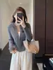 Nuevo cárdigan corto de punto trenzado con cremallera, de manga larga, suave y elegante, para mujeres petite, para otoño e invierno