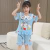 Pijama de Verano de Manga Corta con Cuello de Muñeca para Niñas, Delgado, de Dibujos Animados, para Niñas de Mediana Edad y Pequeñas, Conjunto de Ropa para el Hogar de Estudiante