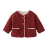 Casaco para Meninas, Jaqueta Grossa de Lã para Crianças Maiores, Roupa Vermelha de Outono e Inverno para Bebês, Novo Modelo 2026 Roupa Nova de Ano Novo para Meninas
