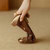 Zapatos de Ballet Planos Bajos Cuadrados Estilo Chino Lazo Retro Bloques de Color Seda y Cuero Nuevo Estilo Otoño/Invierno 2026