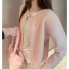 Suéter cárdigan de punto de diseño de nicho estilo coreano hecho en fábrica para mujer, nuevo, de botones, simple y versátil, prenda exterior hasta el hombro