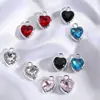Colgante de corazón de piedra brillante incrustada en aleación simple para pulsera, collar, pendiente DIY, accesorio decorativo W715