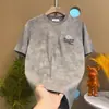 Camiseta da Marca Nova Tendência Verão 2025 Bordado Pesado Masculina Moda Casual Tie-Dye Slim Gola Redonda Manga Curta
