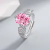 Anillo de Estilo Lujo Ligero de Kunzita Paraíba Corte Flor de Hielo Incrustado con Diamante de Alto Carbono Anillo de Lujo Retro de Gama Alta
