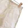 Shorts de linho de cintura alta com cordão, textura relaxada e casual, versátil e ótimo para alongar as pernas, amigável para tipos de corpo pera.